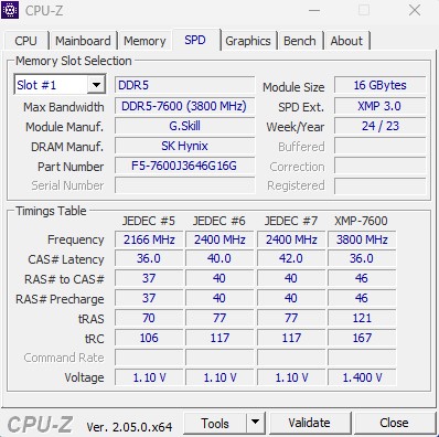 Image 59891, galerie Test RAM : G.SKILL Trident Z5 RGB 7600 MT/s CL36, toujours plus haut !