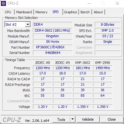 Image 59670, galerie Test kit DDR4 Kingston FURY BEAST 3600 c17 2 x 8 Go