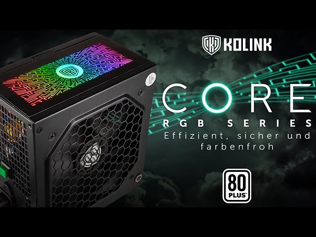 Pr�sentation alimentation KOLINK CORE RGB 700 watts : arc-en-ciel 80 Plus