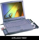 1st notebook (09/1998 -> 01/2005).
Config : intel Pentium MMX 266mhz, chipset 430TX, SDR 64mo (16mo stock), VGA 2mo shared, HDD Toshiba 3.2go ide, CD, zip100 ide (smart bay), D7, 14,1"TFT XGA 1024x768, Win 2000 SP3 (Win 95 stock).
