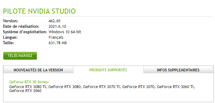 Studio 462.65 produits support�s studio driver