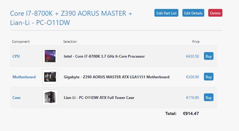 Core I7-8700k + Z390 Aorus Master + Lian-li - Pc-o11dw 