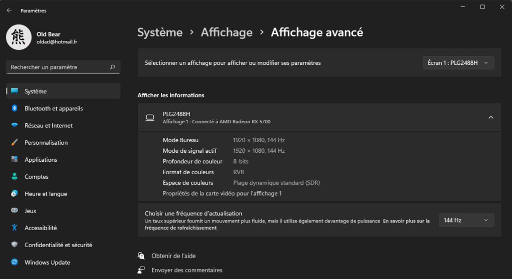 R�glagesvideo 144hz S 
