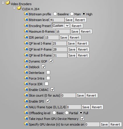 Param�tres Avanc� Cuda Mediacoder X64 