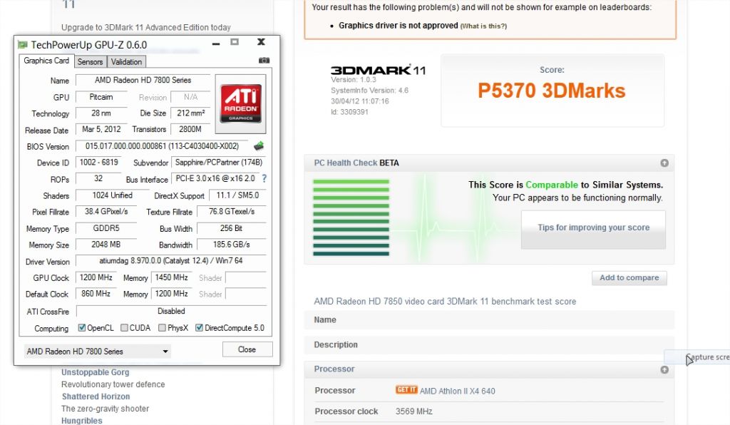 3dmark11 1200/1450 