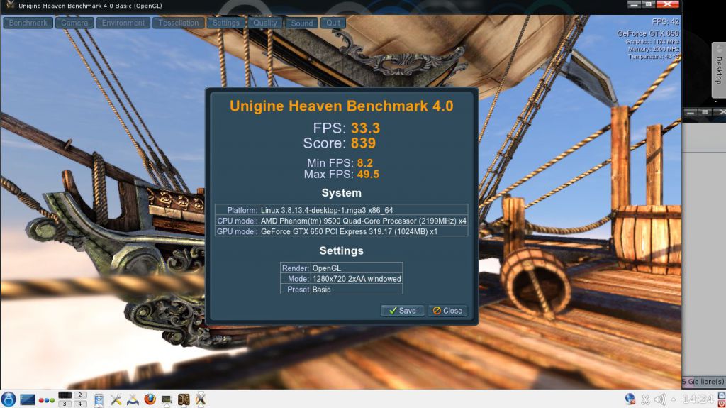 Heaven Benchmark Linux Unigine Heaven Benchmark sous Mageia Linux 64bits