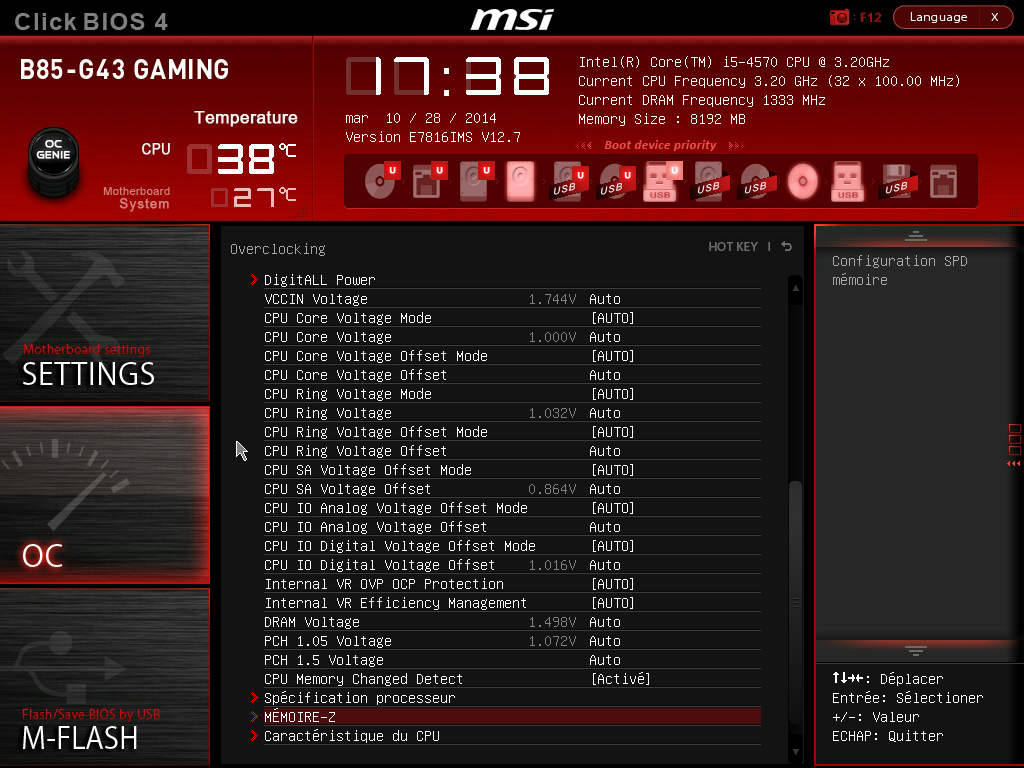 Bios Msi Gaming B85-1 Partie OC de la CM MSI B85-G43 GAMING