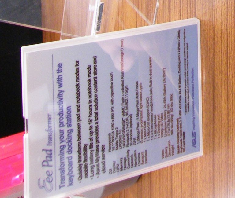 Eee Pad Transformer Les specs, photo du CeBIT 2011