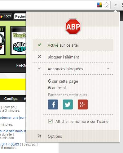 D�sactiver Adblock Plus 