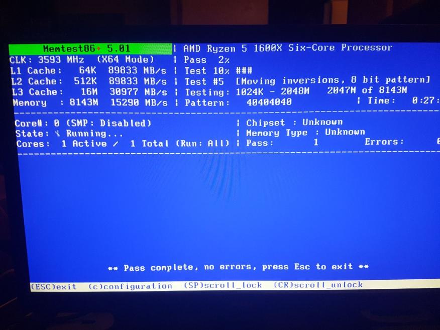 Memtest resultat memtest