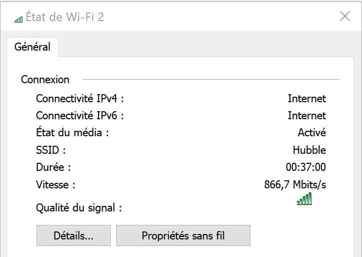 Parametre Wifi liaison wifi