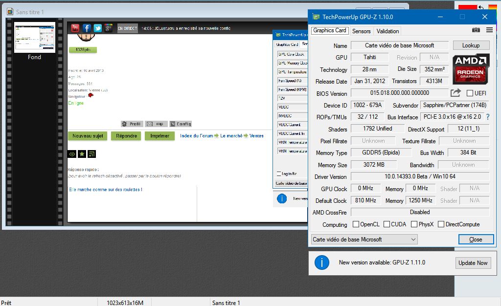 Info Cg 7950 A Vendre C'est les infos de la CG actuellement install� pour prouver son fonctionnement.