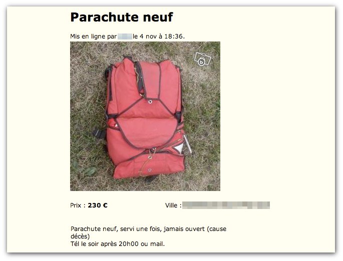 Parachute-neuf-cause-d�c�s 
